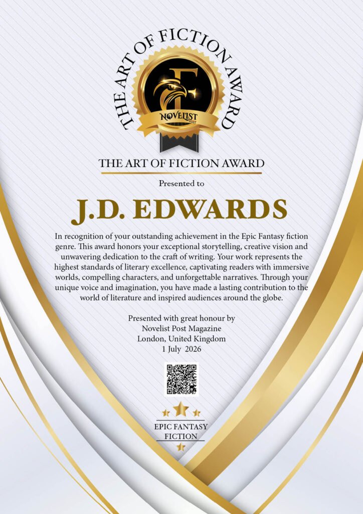 Novelist Post Art of Fiction Award Certificate